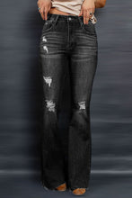 Load image into Gallery viewer, Distressed Raw Hem Flare Jeans
