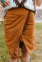 Load image into Gallery viewer, Blown Away Fringe Trim Wrap Skirt
