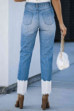 Load image into Gallery viewer, Contrast Distressed High Waist Jeans
