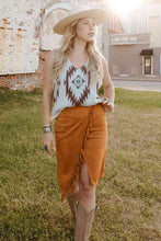 Load image into Gallery viewer, Blown Away Fringe Trim Wrap Skirt
