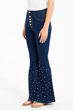 Load image into Gallery viewer, Pearl Detail Flare Jeans
