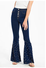 Load image into Gallery viewer, Pearl Detail Flare Jeans
