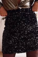 Load image into Gallery viewer, Black Sequin Mini Skirt
