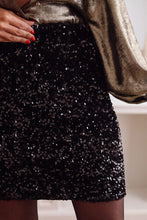 Load image into Gallery viewer, Black Sequin Mini Skirt
