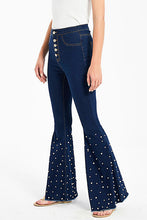 Load image into Gallery viewer, Pearl Detail Flare Jeans
