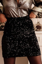 Load image into Gallery viewer, Black Sequin Mini Skirt
