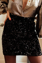 Load image into Gallery viewer, Black Sequin Mini Skirt
